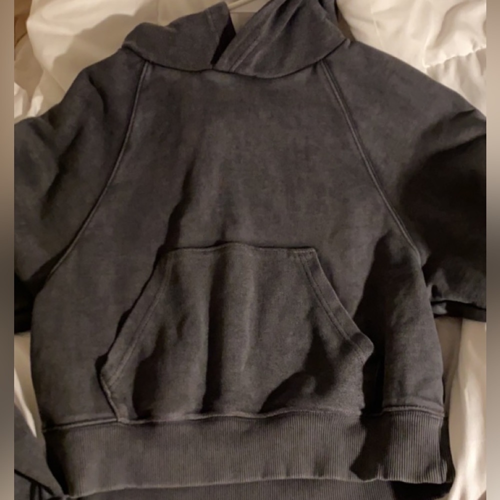 aerie faded black cropped hoodie xs